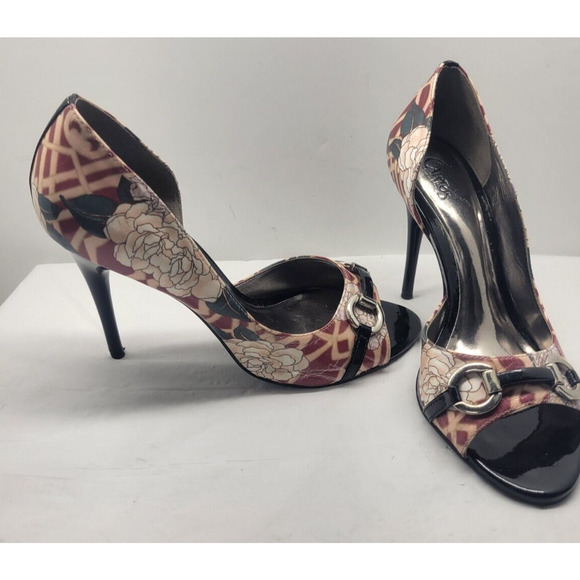 Carlos Santana Roulette Pink Roses High Heels Open Toe Womens Stilettos Size 7M - Picture 2 of 8